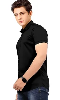 Classic Cotton Spandex Solid Casual Shirts for Men's-thumb3