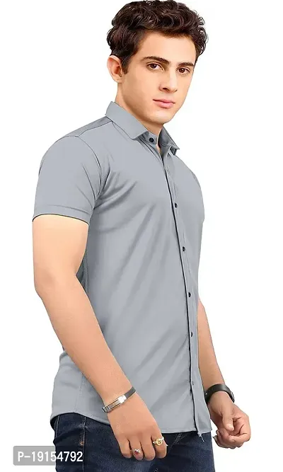 Classic Cotton Spandex Solid Casual Shirts for Men's-thumb2