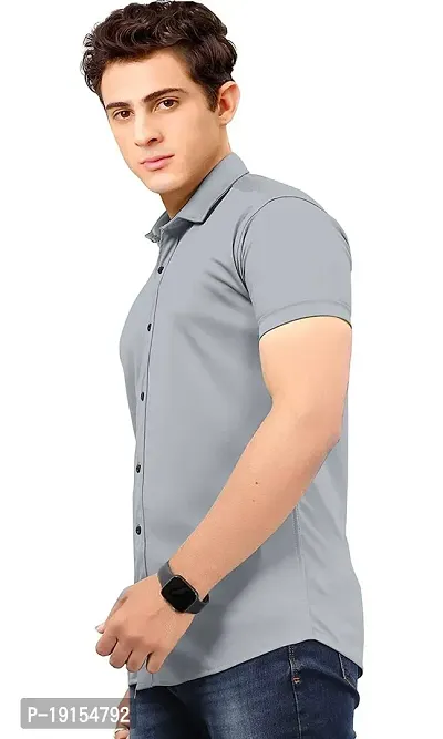 Classic Cotton Spandex Solid Casual Shirts for Men's-thumb5