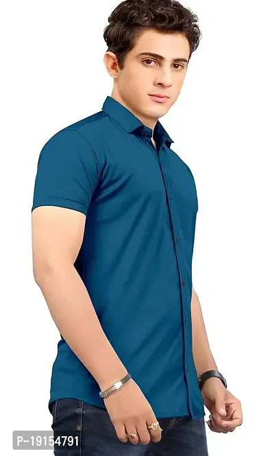 Classic Cotton Spandex Solid Casual Shirts for Men's-thumb4