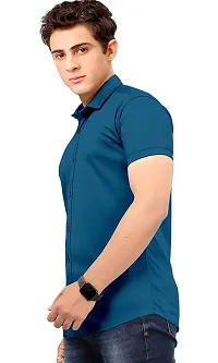 Classic Cotton Spandex Solid Casual Shirts for Men's-thumb4