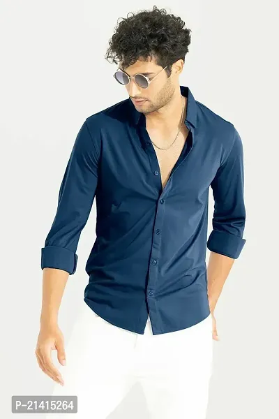 Classic Cotton Spandex Solid Casual Shirts for Men's-thumb2