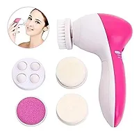 NNC 5 in 1 Face Facial Exfoliator Electric Massage Machine Care  Cleansing Cleanser Massager Kit For Smoothing Body Beauty Skin Cleaner facial massager machine for face- Multicolor (without battery)-thumb1