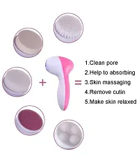 NNC 5 in 1 Face Facial Exfoliator Electric Massage Machine Care  Cleansing Cleanser Massager Kit For Smoothing Body Beauty Skin Cleaner facial massager machine for face- Multicolor (without battery)-thumb3