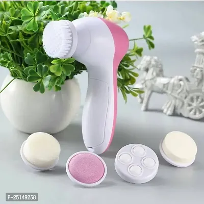 NNC 5 in 1 Face Facial Exfoliator Electric Massage Machine Care  Cleansing Cleanser Massager Kit For Smoothing Body Beauty Skin Cleaner facial massager machine for face- Multicolor (without battery)-thumb5
