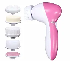 NNC 5 in 1 Face Facial Exfoliator Electric Massage Machine Care  Cleansing Cleanser Massager Kit For Smoothing Body Beauty Skin Cleaner facial massager machine for face- Multicolor (without battery)-thumb2
