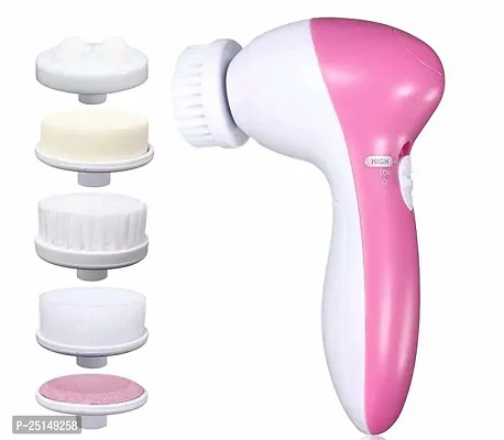 NNC 5 in 1 Face Facial Exfoliator Electric Massage Machine Care  Cleansing Cleanser Massager Kit For Smoothing Body Beauty Skin Cleaner facial massager machine for face- Multicolor (without battery)-thumb3