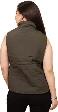 Elegant Solid Polyester Sleeveless Jackets For Women And Girls-thumb1