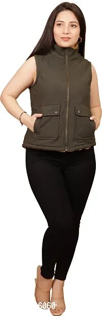 Elegant Solid Polyester Sleeveless Jackets For Women And Girls-thumb4