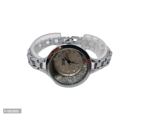 Stylish Silver Stainless Steel Chain Strap Analog Watch For Women-thumb0