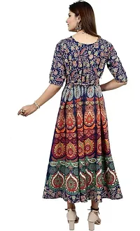 Bhumika Fashion Women's Cotton Blend Floral Printed Maxi Dress (Blue - XXL)-thumb1