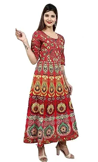 Bhumika Fashion Women's Cotton Blend Floral Printed Maxi Dress (Red - XXL)-thumb3