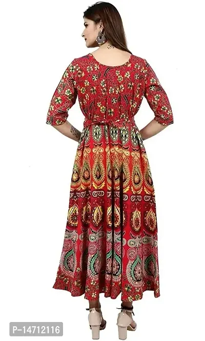 Bhumika Fashion Women's Cotton Blend Floral Printed Maxi Dress (Red - XXL)-thumb2