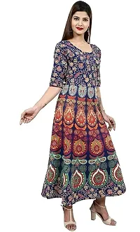 Bhumika Fashion Women's Cotton Blend Floral Printed Maxi Dress (Blue - XXL)-thumb2