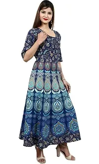 Bhumika Fashion Women's Cotton Blend Floral Printed Maxi Dress (Dark Blue - XXL)-thumb2