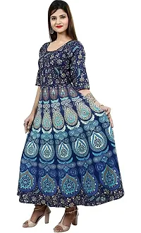 Bhumika Fashion Women's Cotton Blend Floral Printed Maxi Dress (Dark Blue - XXL)-thumb3