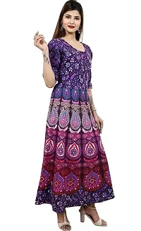 Bhumika Fashion Women's Cotton Blend Floral Printed Maxi Dress (Purple - XXL)-thumb2