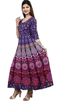 Bhumika Fashion Women's Cotton Blend Floral Printed Maxi Dress (Purple - XXL)-thumb3