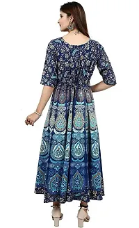 Bhumika Fashion Women's Cotton Blend Floral Printed Maxi Dress (Dark Blue - XXL)-thumb1