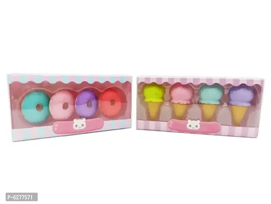 Cute Mini 8pcs Ice Cream and Donuts Shape Eraser Rubber for School Kids Non-Toxic Eraser-thumb0