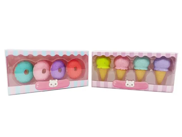 Cute Mini 8pcs Ice Cream and Donuts Shape Eraser Rubber for School Kids Non-Toxic Eraser