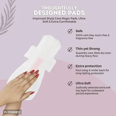 Shyla Care Magic Ultra-soft | Rash free | Leak proof | Box of 60(15*4)Sanitary pads for women - without disposal cover | Zero Toxin napkins | Light Flow (L Magic)-thumb3