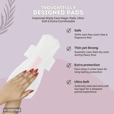 Shyla Care Magic Ultra-soft | Rash free | Leak proof |ALL XL : 30 Sanitary pads for women - with disposal cover | Medium Flow | Zero Toxin napkins (XL Magic)-thumb3