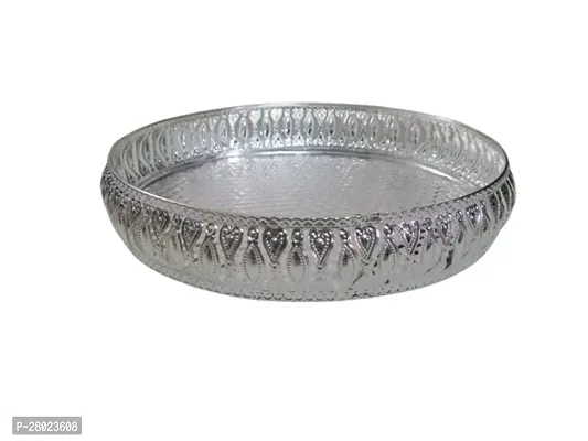 Beautiful Round Silver Colour Designer Plate-thumb0