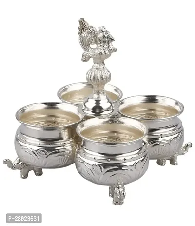 Auspicious Silver 4 Haldi Kum Kum Holder Small Size