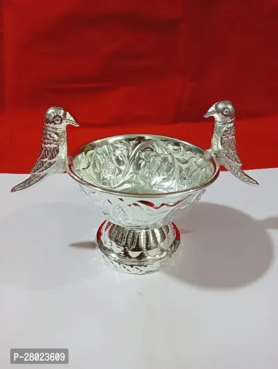 Silver Metal Peacock bowl