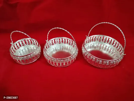 Silver Designer Fancy Metal Basket Traynbsp;