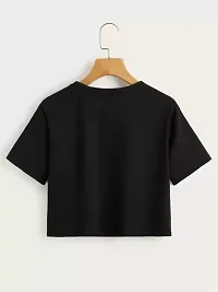 Yes Daddy Printed Black Cotton Crop For Ladies Jeans Top, Crop Tee, Black Printed T Shirt-thumb1