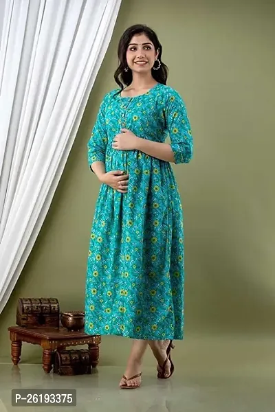 Beautiful A-Line  Multicoloured Printed Cotton Stitchen Gown For Ladies-thumb0
