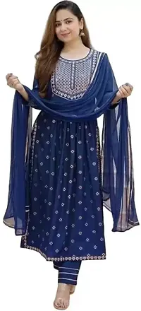 Stylish Rayon Kurta, Bottom and Dupatta SetFor Women