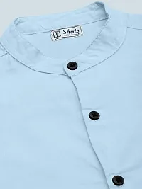 Stylish Light Blue Cotton Blend Solid Long Sleeves Casual Shirts For Men-thumb3