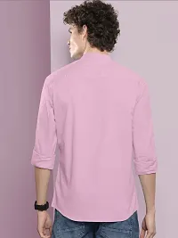 Stylish Pink Cotton Blend Solid Long Sleeves Casual Shirts For Men-thumb1