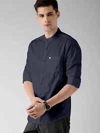 Stylish Grey Pure Cotton Solid Long Sleeves Casual Shirts For Men-thumb2