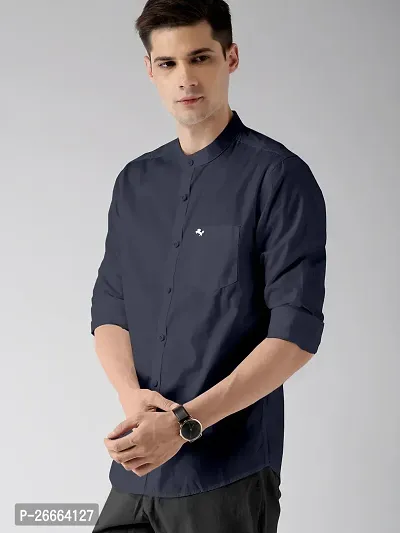 Stylish Grey Pure Cotton Solid Long Sleeves Casual Shirts For Men-thumb3