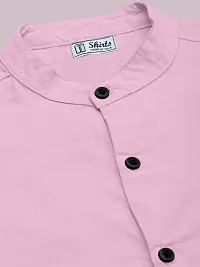 Stylish Pink Cotton Blend Solid Long Sleeves Casual Shirts For Men-thumb3