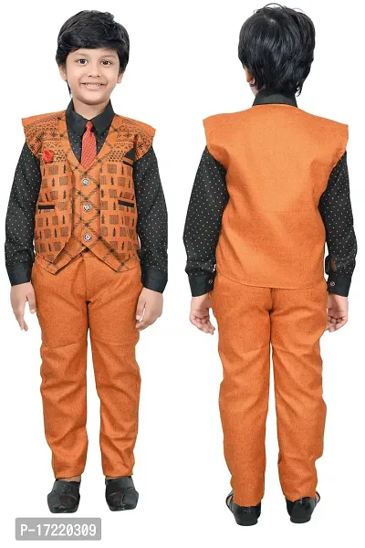 Fabulous Orange Cotton Solid Shirts with Jeans For Boys-thumb0