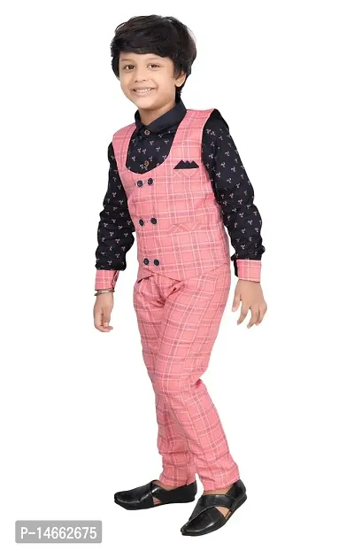 Fabulous Pink Cotton Solid Tops with Trousers For Boys-thumb4