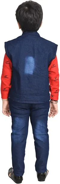 Fabulous Red Cotton Solid Shirts with Jeans For Boys-thumb1