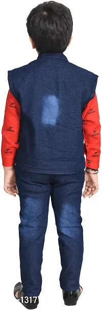 Fabulous Red Cotton Solid Shirts with Jeans For Boys-thumb2