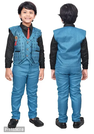Fabulous Blue Cotton Solid Shirts with Jeans For Boys-thumb0