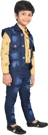 Fabulous Yellow Cotton Solid Shirts with Jeans For Boys-thumb2