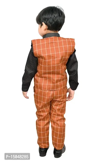 Fabulous Orange Cotton Printed Shirts with Jeans And Waistcoat Set For Boys-thumb2