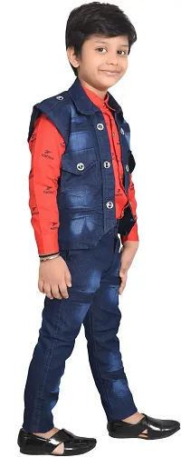 Fabulous Red Cotton Solid Shirts with Jeans For Boys-thumb2