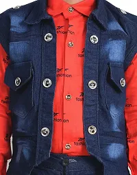 Fabulous Red Cotton Solid Shirts with Jeans For Boys-thumb4