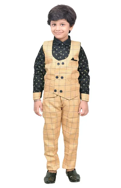 KIDZ AREA Kidzarea Boys Festive & Party Blazer, Shirt and Trouser Set (ORANGE Size 30 )