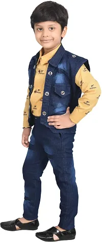 Fabulous Yellow Cotton Solid Shirts with Jeans For Boys-thumb3